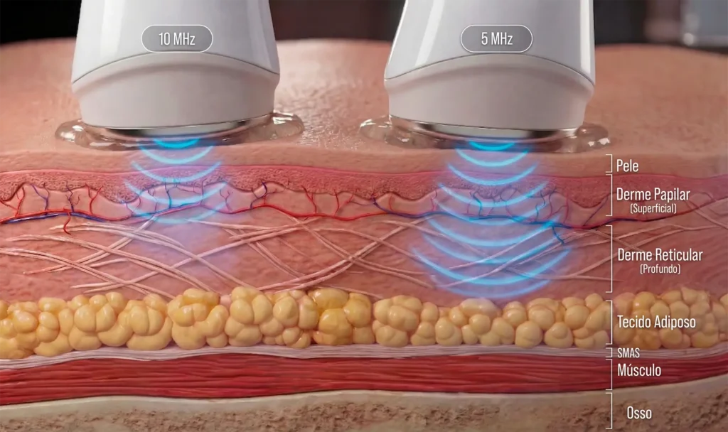 Ultrassom Terapêutico facial 5MHz e 10MHz com eletroestimulação - iLift